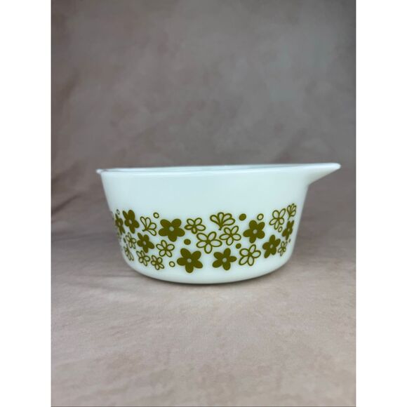 Vintage Pyrex Spring Blossom 474-B Mixing Bowl Green Flowers Pattern - Picture 4 of 8